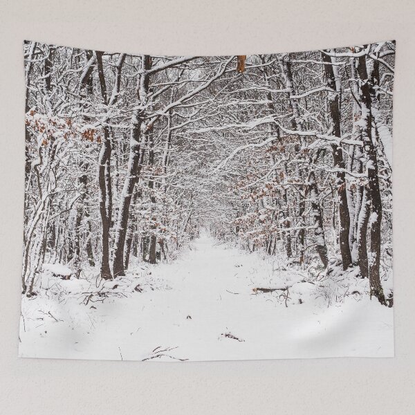 Item preview, Forest track under snow during winter holidays designed and sold by mhailittlearts.
