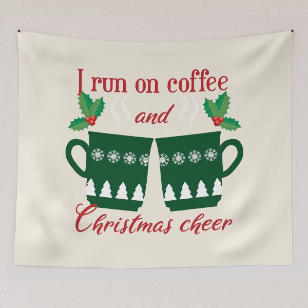 Item preview, I run on coffee and Christmas cheer - funny Christmas quotes - funny Christmas designed and sold by Alice-Elgawi.
