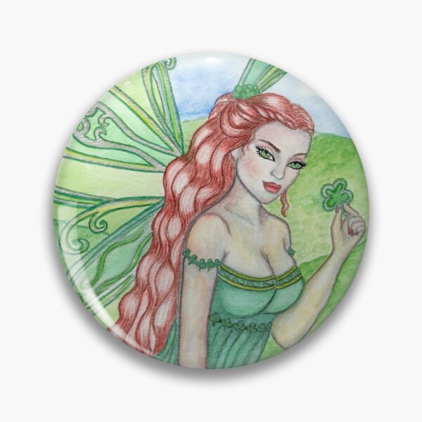 Item preview, Four Leaf Clover Fairy St Patrick's Day Fantasy Art by Laurie Leigh Irish Girl Redhead Ireland Lass designed and sold by LaurieLeighArt.