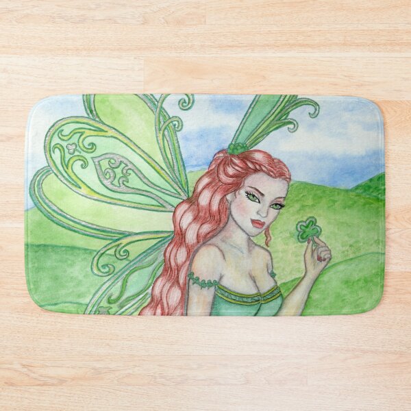 Item preview, Four Leaf Clover Fairy St Patrick's Day Fantasy Art by Laurie Leigh Irish Girl Redhead Ireland Lass designed and sold by LaurieLeighArt.