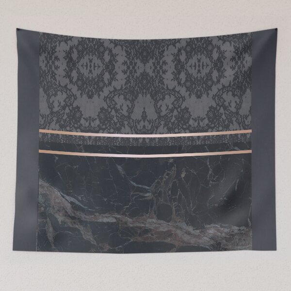 Item preview, Chic Pastel Navy Ocean Blue Rosegold Geometric Floral Lace and Marble Pattern  designed and sold by LaceySkies.