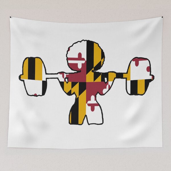 Item preview, Weightlifter Afro Woman Maryland Flag designed and sold by VickyGood.