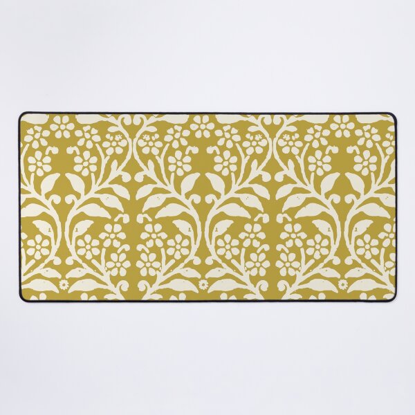 Item preview, Holiday Block Print, Vintage Vine in Cream on Yellow (Part of a Set of 3) designed and sold by KShedenhelm.
