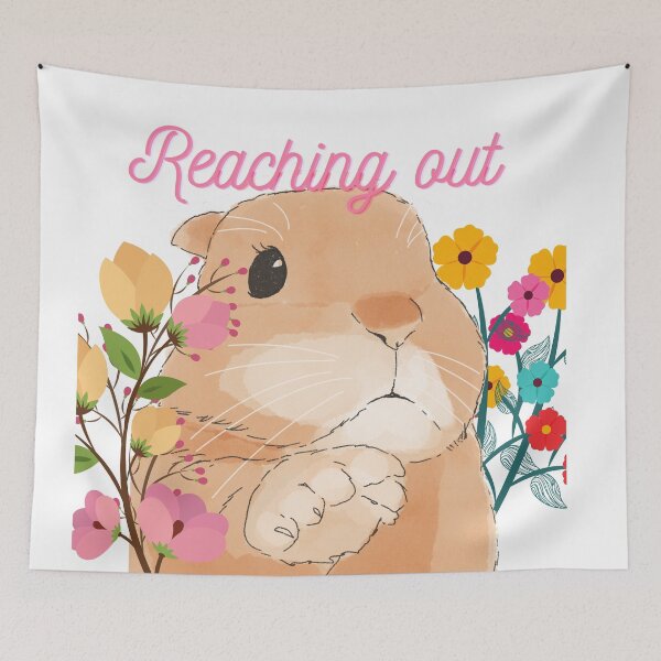 Item preview, Reaching Out - Cute Bunny with Flowers designed and sold by BunnyBizarre.