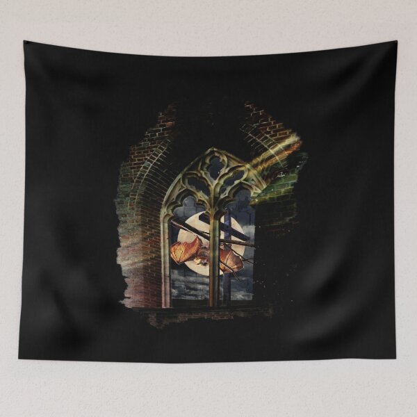 Item preview, Bat outside a Gothic Church Window (coloured version) designed and sold by TheResistance Fashion.