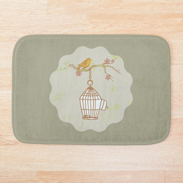 Item preview, Golden Bird on Cage Branch – Nature-Inspired Design designed and sold by DonneeCreations.