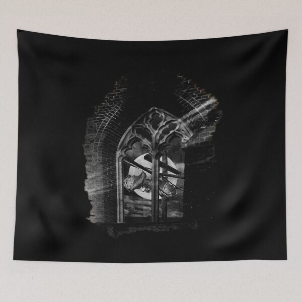 Item preview, Bat outside a Gothic Church Window (black and white version) designed and sold by TheResistance Fashion.