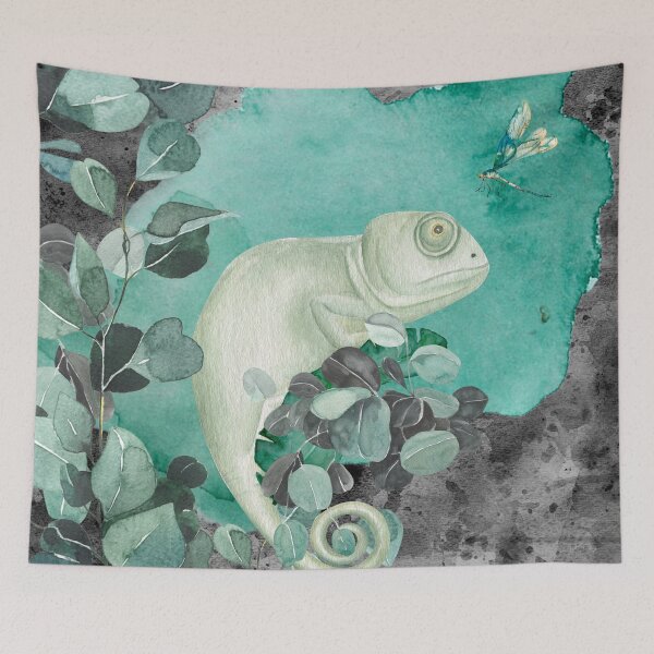Item preview, Chameleon Dragonfly with Leaves on Charcoal Background (1of6) designed and sold by DzineVine.