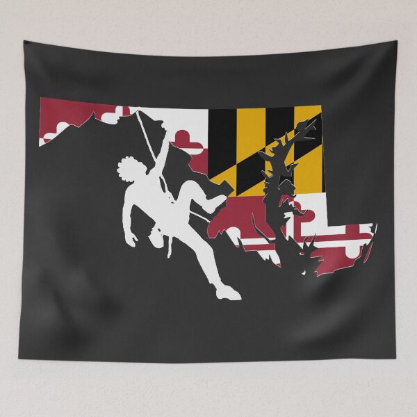 Item preview, Rock Climber Afro Hair Man Maryland Flag designed and sold by VickyGood.