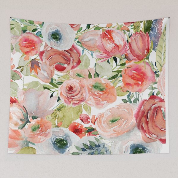 Item preview, Peach, Pink, and White Rose Floral Pattern designed and sold by MugsAndDuds.