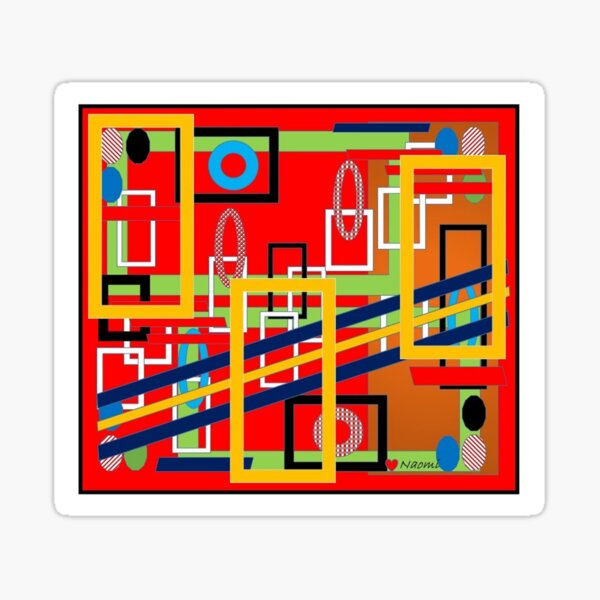 Fiery Red Orange Multi Geometric Sticker
