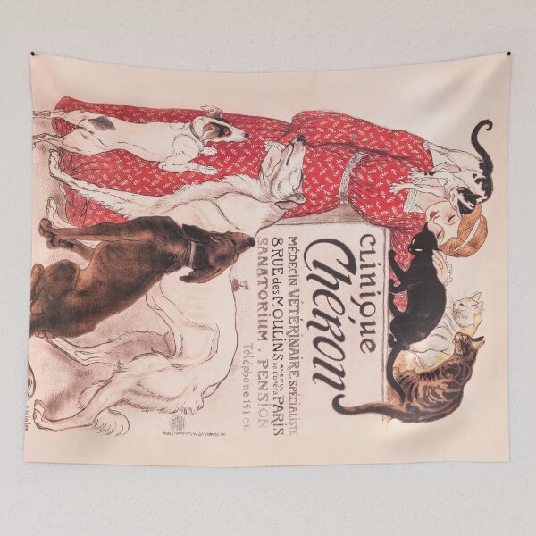 Item preview, Clinique Cheron Vintage Dog and Cat Steinlen Poster designed and sold by VintageArchive.