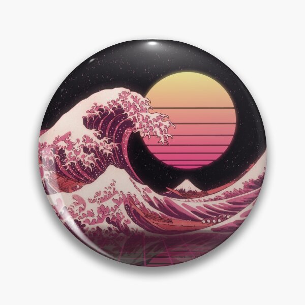 Item preview, synthwave great wave of kanagawa designed and sold by BeCoolArt.