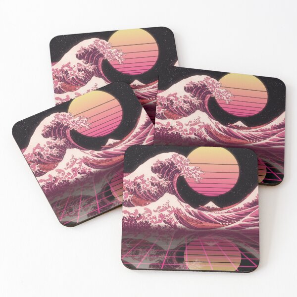 Item preview, synthwave great wave of kanagawa designed and sold by BeCoolArt.