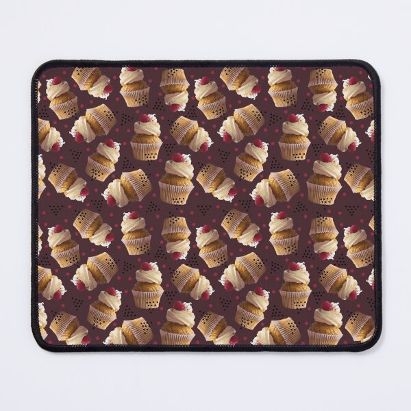 Raspberry cupcake dark pattern ~ Baking Addiction Collection Mouse Pad