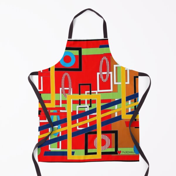 Fiery Red Orange Multi Geometric Apron