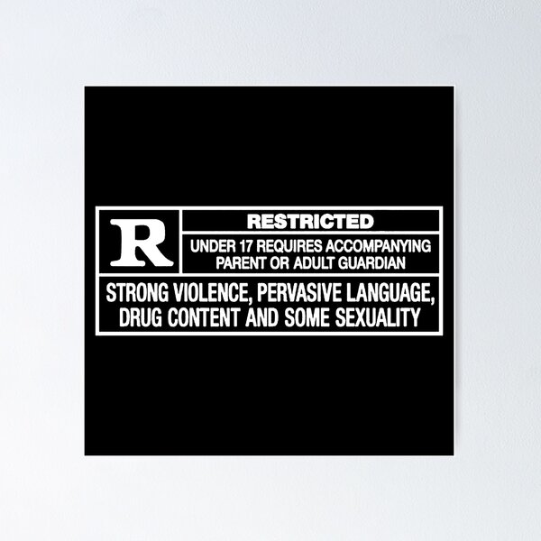 Rated R- RESTRICTED film rating bumper (MPAA) blue screen 