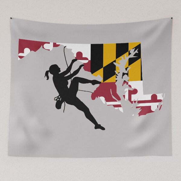 Item preview, Rock Climber Ponytail Woman Maryland Flag ( black silhouette )  designed and sold by VickyGood.