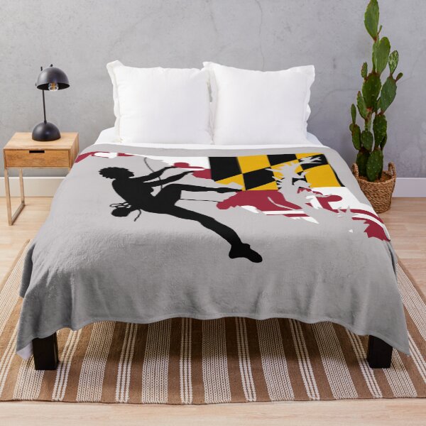 Item preview, Rock Climber Afro Hair Woman Maryland Flag ( black silhouette )  designed and sold by VickyGood.