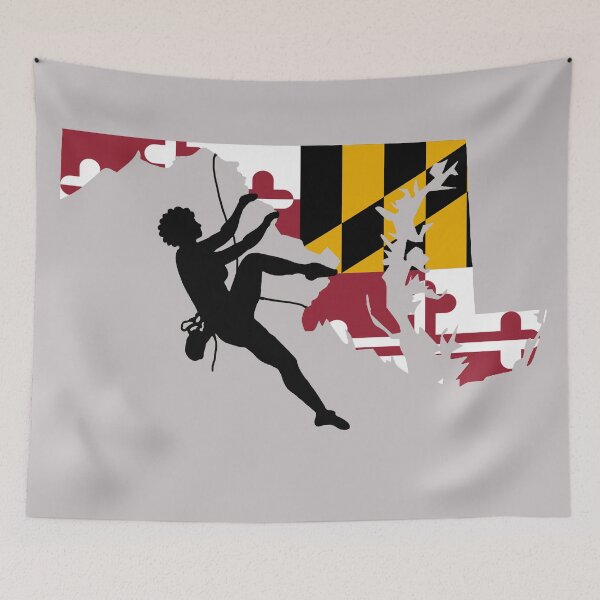 Item preview, Rock Climber Afro Hair Woman Maryland Flag ( black silhouette )  designed and sold by VickyGood.