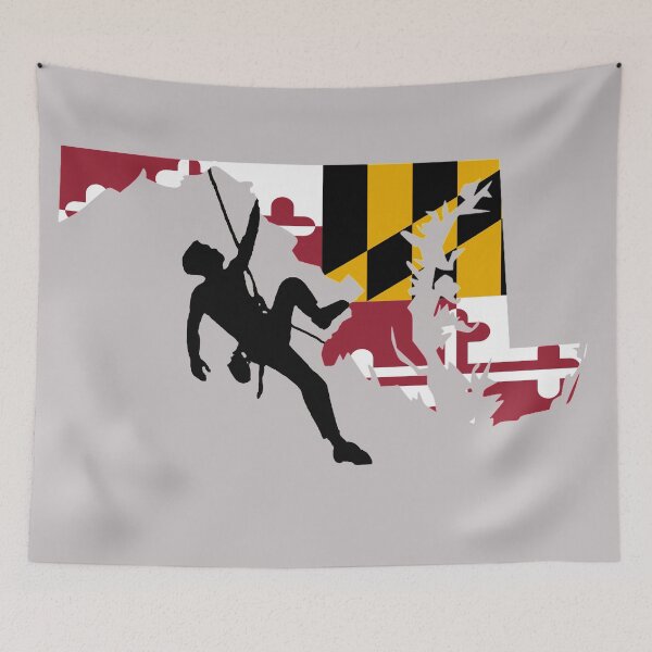Item preview, Rock Climber Man Maryland Flag ( black silhouette )  designed and sold by VickyGood.