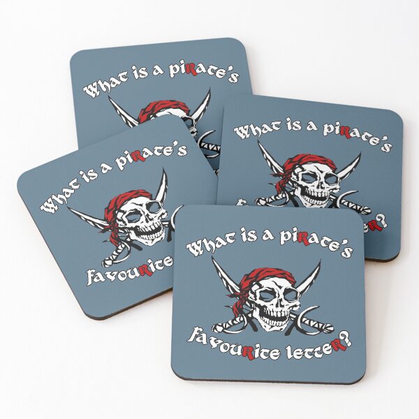 Item preview, What is a pirate's favourite letter? (skull & swords, red cap) funny designed and sold by SolidEarthArt.