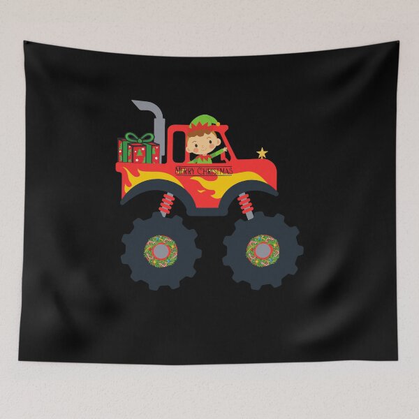Item preview, Christmas Elf Riding Monster Truck designed and sold by Vibbin4Life33.
