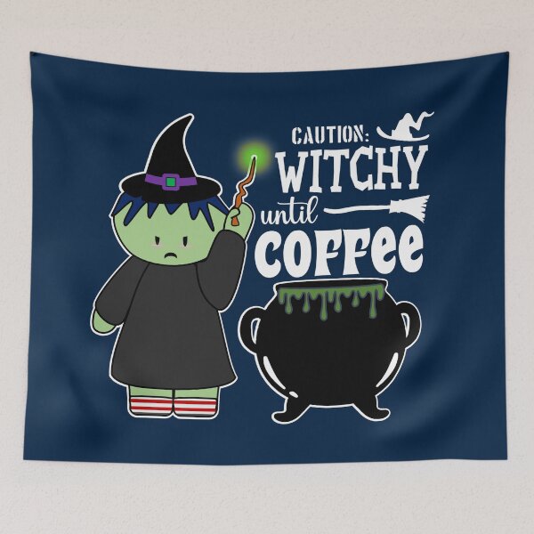 Item preview, Caution: Witchy Until Coffee | Halloween Witches | Coffee Lovers (Dark) designed and sold by the-krisney-way.