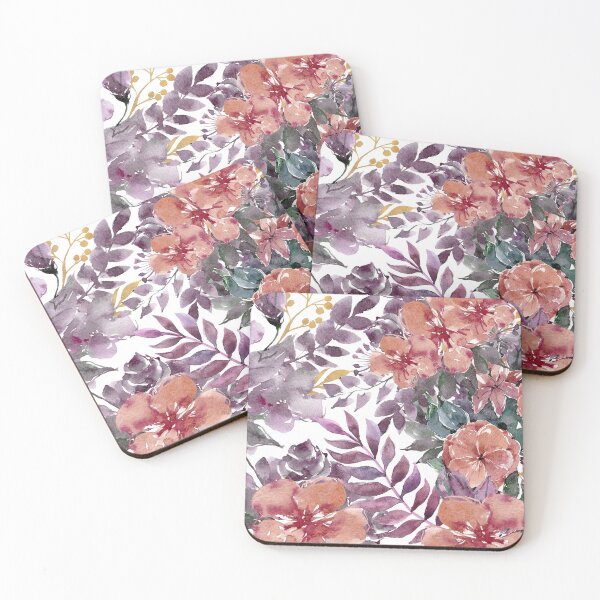 Item preview, Red Flowers with Purple and Green Leaves - Colorful Floral Pattern designed and sold by MugsAndDuds.