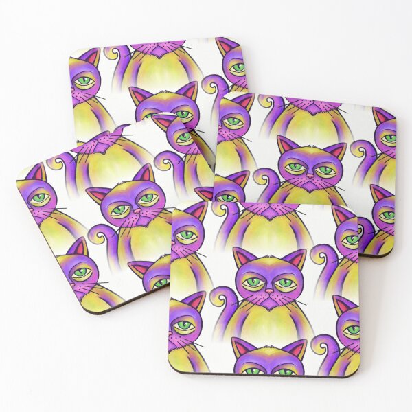 Item preview, Purple and yellow cats pattern designed and sold by RafaelLima7.
