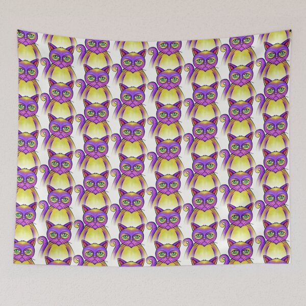 Item preview, Purple and yellow cats pattern designed and sold by RafaelLima7.
