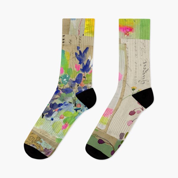Item preview, Bo Ho mixed media collage abstract floral painting  designed and sold by Sue Zipkin.