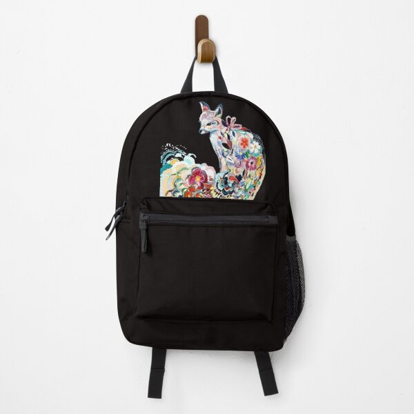 Item preview, Lady Fox with Brightt Colorful Flowers=Black designed and sold by Rowena Jones.
