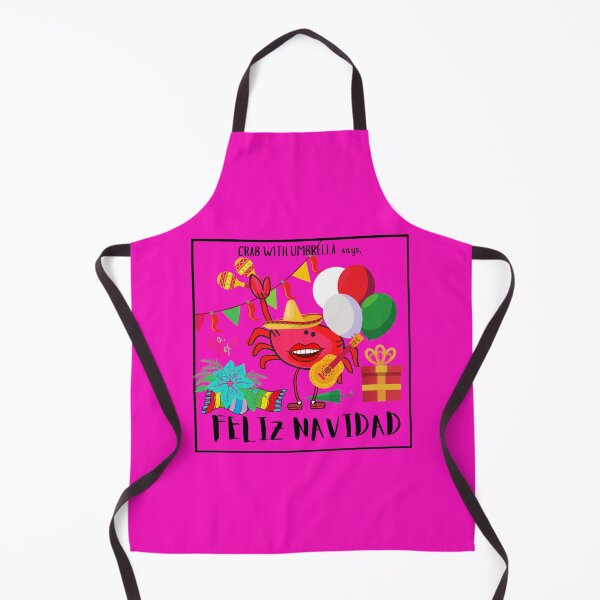 Item preview,  CUTE FUNNY CARTOON FUCHSIA  RED PINK CRAB WITH UMBRELLA “FELIZ NAVIDAD” (FUCHSIA Background) designed and sold by EllieMonroe.