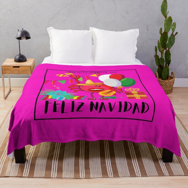 Item preview, CUTE FUNNY CARTOON FUCHSIA RED PINK CRAB WITH UMBRELLA “FELIZ NAVIDAD” (FUCHSIA Background) designed and sold by EllieMonroe.