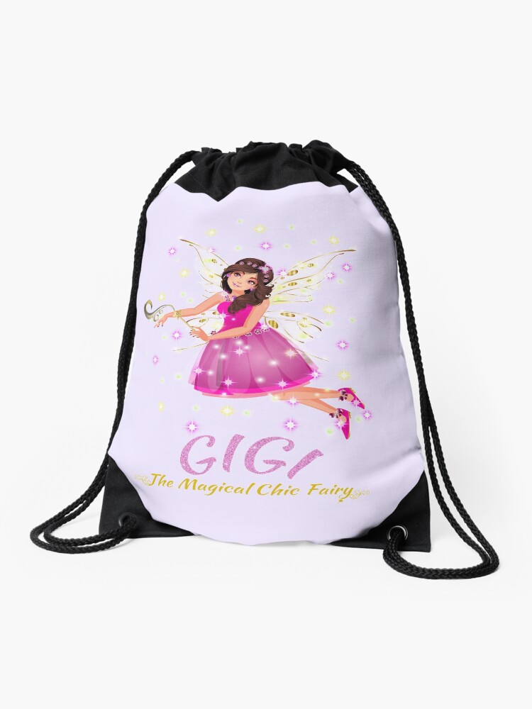 Thumbnail 1 of 3, Drawstring Bag, Gigi Sparkles in Pink™ designed and sold by TeelieTurner.