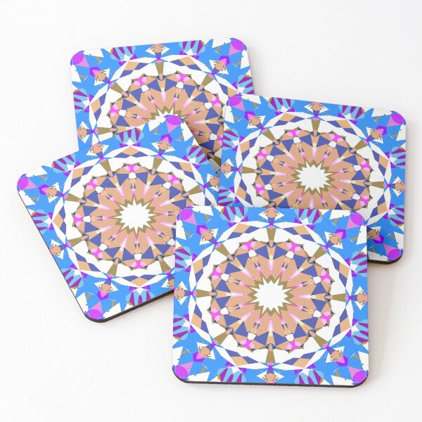 Item preview, Maximalist Fresh Blue Pink Beige White Summer Star Moroccan Tile Pattern - Retro Seventies Inspired Art designed and sold by PatternPerfect.