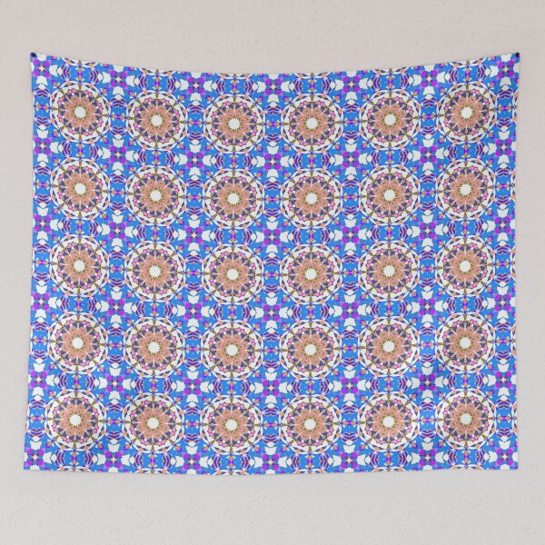 Item preview, Maximalist Fresh Blue Pink Beige White Summer Star Moroccan Tile Pattern - Retro Seventies Inspired Art designed and sold by PatternPerfect.