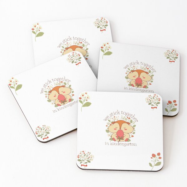 Item preview, We stick together in kindergarten, cute lil' critter eating strawberries sticker pack design designed and sold by Auntieck.