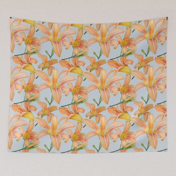 Aperçu de l'œuvre Tiger Lilies on Pale Green Blue 5748 créée et vendue par Art in My Loft.