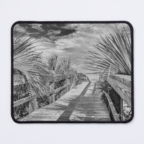 Boardwalk to the Beach B&W Mouse Pad