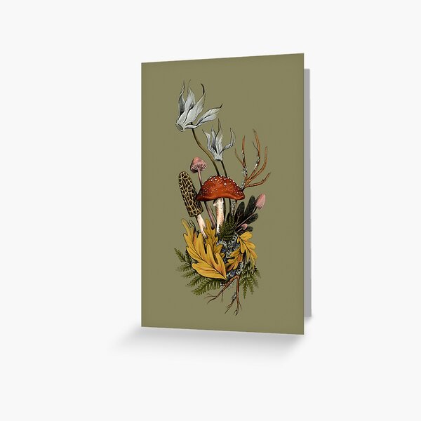 Autumnal Mushroom Woodland Scene Greeting Card