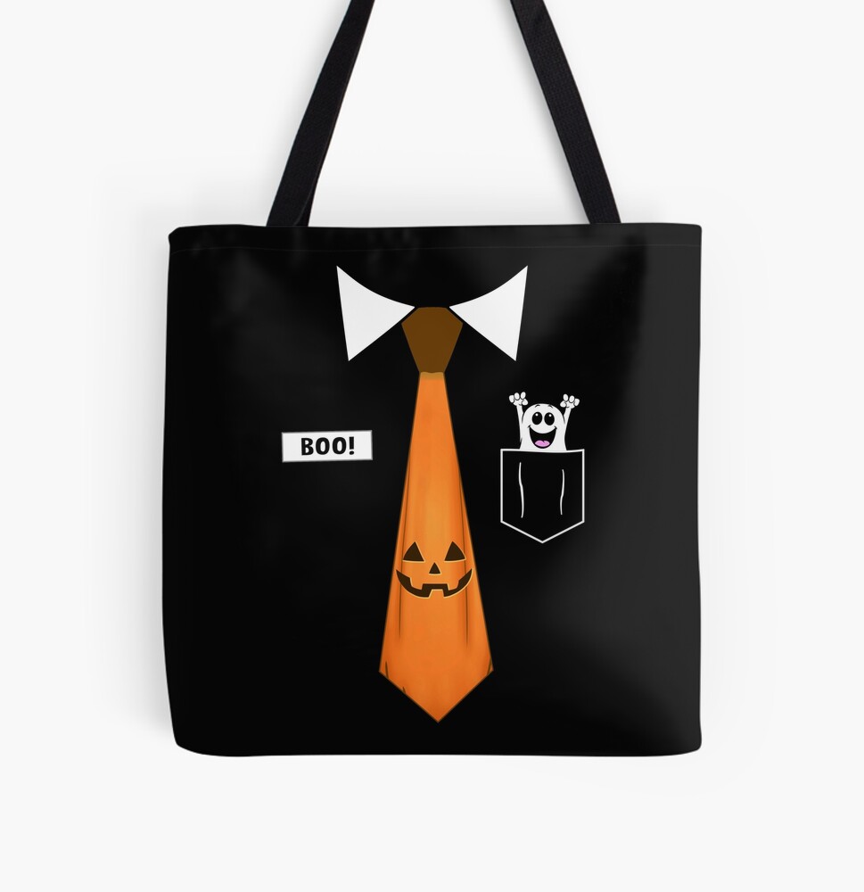 Halloween Pumpkin Neck Tie Associate Boo Shirt with Name Badge & Ghost   Graphic T-Shirt for Sale by FunWearVM