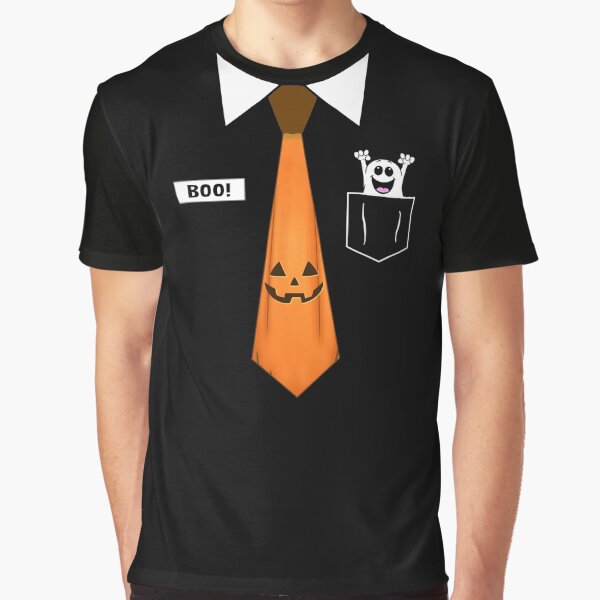 Halloween Pumpkin Neck Tie Associate Boo Shirt with Name Badge & Ghost   Graphic T-Shirt for Sale by FunWearVM