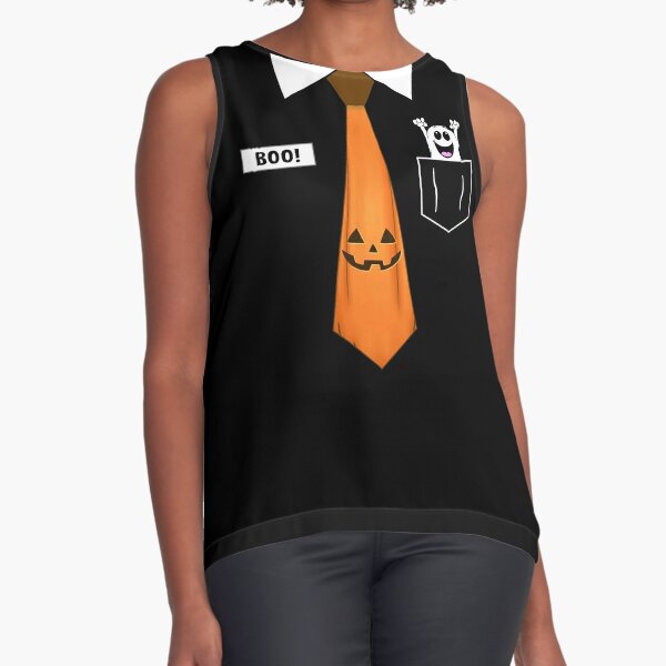 Halloween Pumpkin Neck Tie Associate Boo Shirt with Name Badge & Ghost   Graphic T-Shirt for Sale by FunWearVM