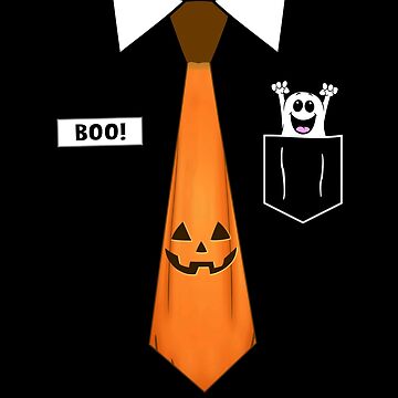 Halloween Pumpkin Neck Tie Associate Boo Shirt with Name Badge & Ghost   Graphic T-Shirt for Sale by FunWearVM