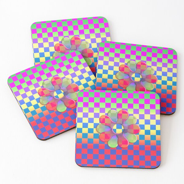 Item preview, Pop Flower Check Pink red and Yellow designed and sold by Sharon Schwalbe.