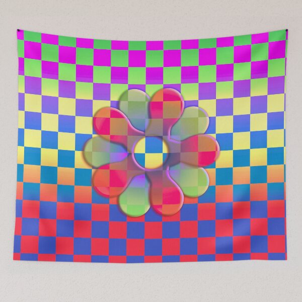 Item preview, Pop Flower Check Pink red and Yellow designed and sold by Sharon Schwalbe.