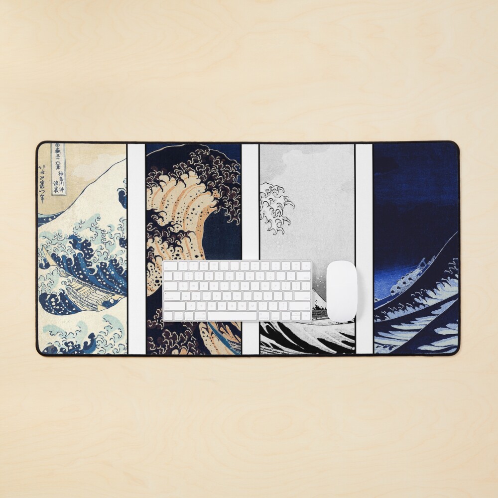Great Wave off Kanagawa Color Glitch Mouse Pad