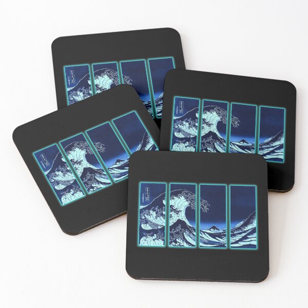 Item preview, Great Wave off Kanagawa Neon Blue Vaporwave designed and sold by ind3finite.